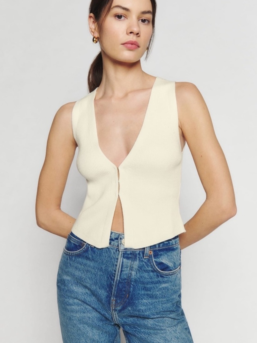 Reformation Myrtle Cotton Sweater Vest